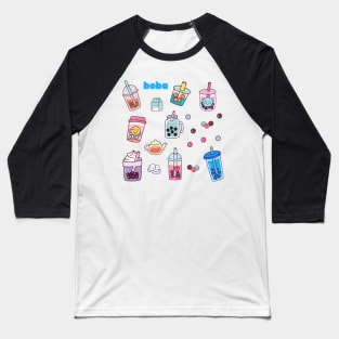 Cute Kawaii Boba Bubble Tea Baseball T-Shirt